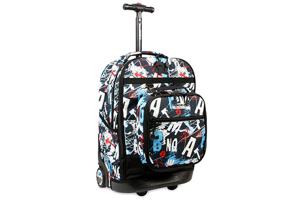 J World Duo Rolling Backpack with Detachable Lunch Bag KRB-18LB, Graffiti