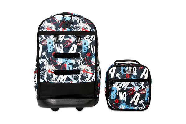 J World Duo Rolling Backpack with Detachable Lunch Bag KRB-18LB, Graffiti