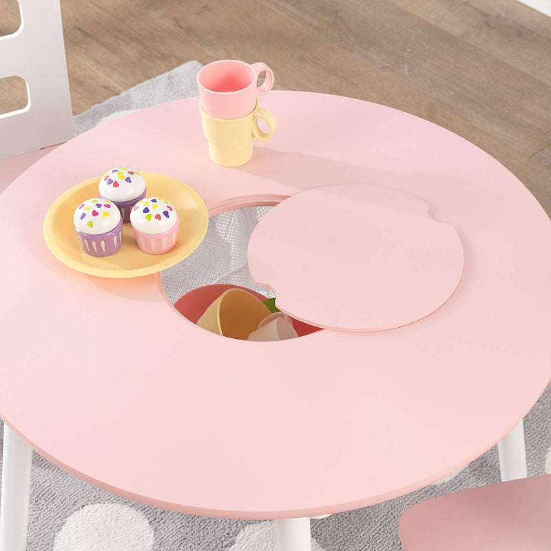 KidKraft Round Table & 2 Chair Set - Pink & White