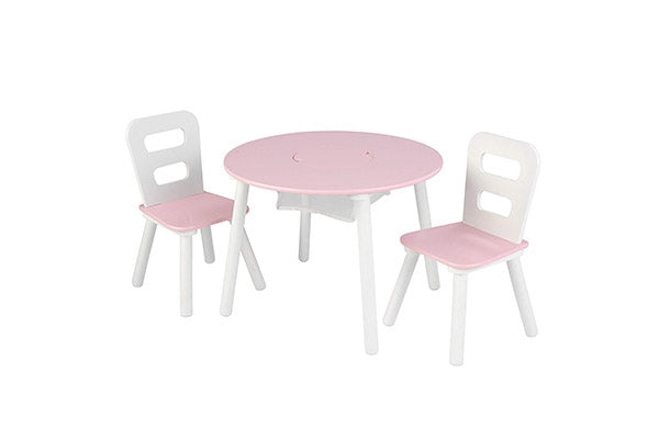 KidKraft Round Table & 2 Chair Set - Pink & White