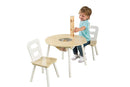 KidKraft Round Storage Table & 2 Chair Set, White/Natural