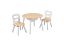 KidKraft Round Storage Table & 2 Chair Set, White/Natural
