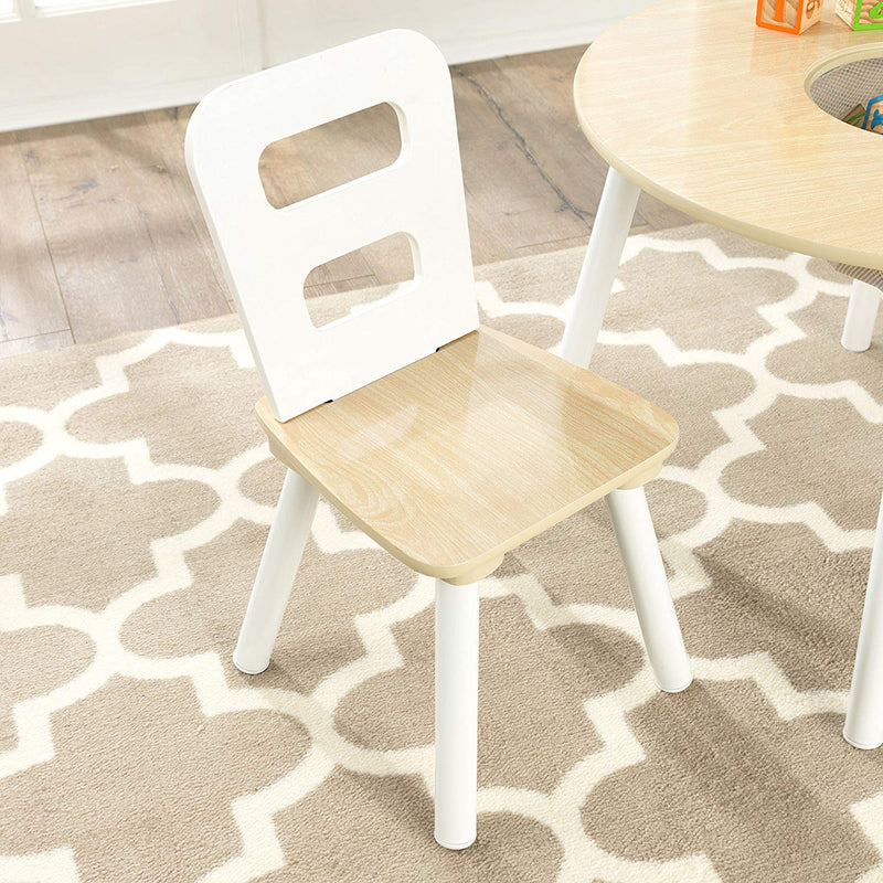 KidKraft Round Storage Table & 2 Chair Set, White/Natural