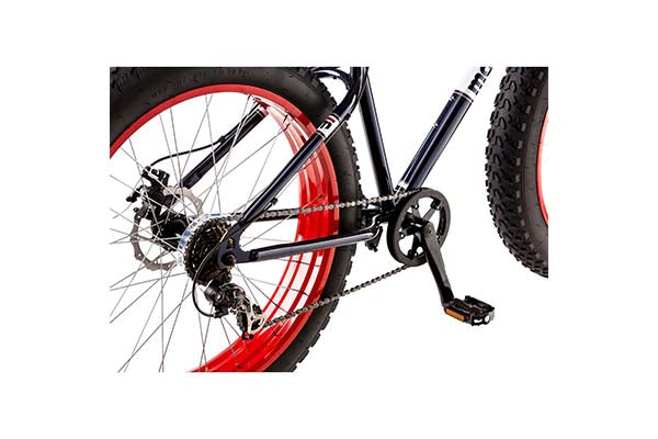 26" Mongoose Dolomite Men's 7-speed Fat Tire Mountain Bike, Navy Blue/Red