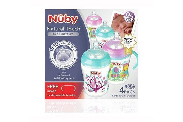 Nuby Natural Touch Baby Bottle, 270ml (4pack)