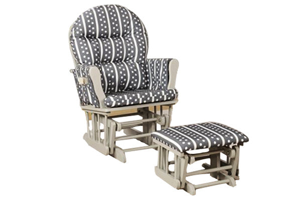 Naomi Home Brisbane Glider & Ottoman Set-Cushion Color: Gray Stripe Polka, Finish: Light Gray