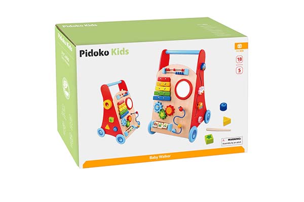 Pidoko Kids Baby Walker Cart, Red - Toddler Push Toys for Boys and Girls 18 Months and up - My First Learning Walker