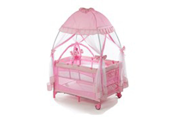 Big Oshi Portable Deluxe Playard with Canopy Net Topper, Pink