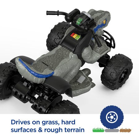 Power Wheels Jurassic World Dino Racer, Grey Ride-On ATV for Kids