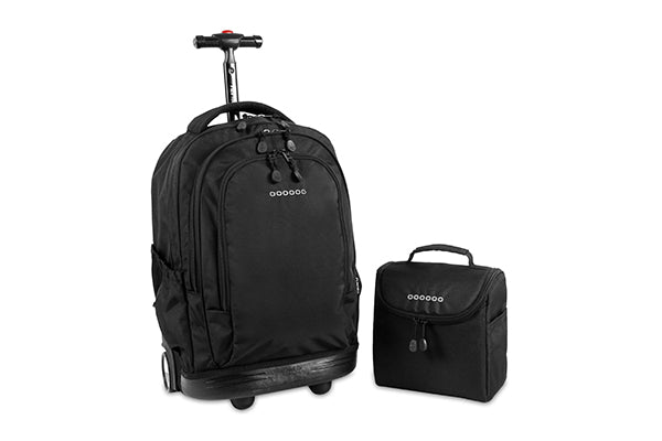 J World Setbeamer Rolling Backpack with Lunch Bag RBS-818, Black