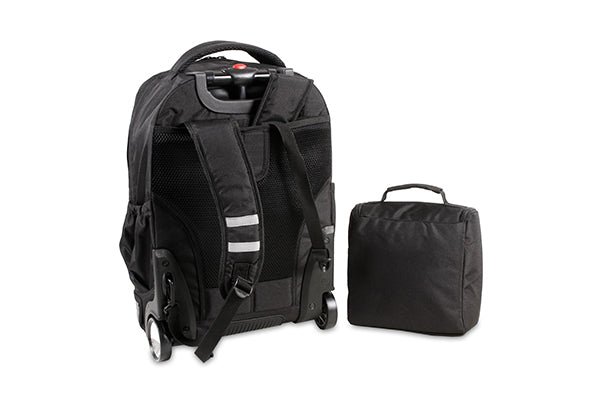 J World Setbeamer Rolling Backpack with Lunch Bag RBS-818, Black