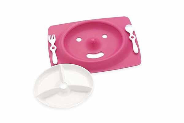 Skip Hop Mate Stay Put Mat & Plate Feeding Set - Pink (6m+)