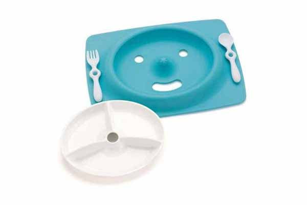 Skip Hop Mate Stay Put Mat & Plate Feeding Set - Sky Blue (6m+)