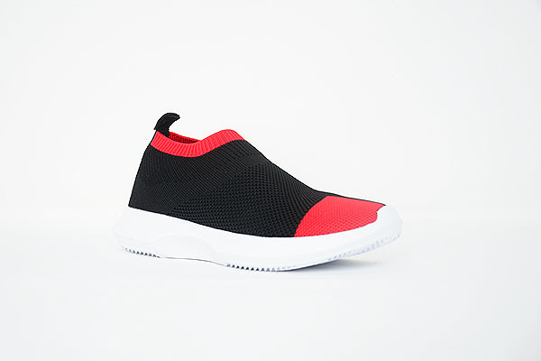 Venettini Kids 51-Zena Black Knit/Red Sneakers