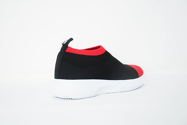 Venettini Kids 51-Zena Black Knit/Red Sneakers