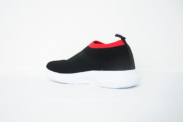 Venettini Kids 51-Zena Black Knit/Red Sneakers