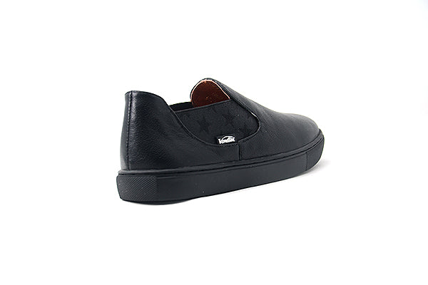 Venettini 55-Carter Black Grain Slip-On Sneakers