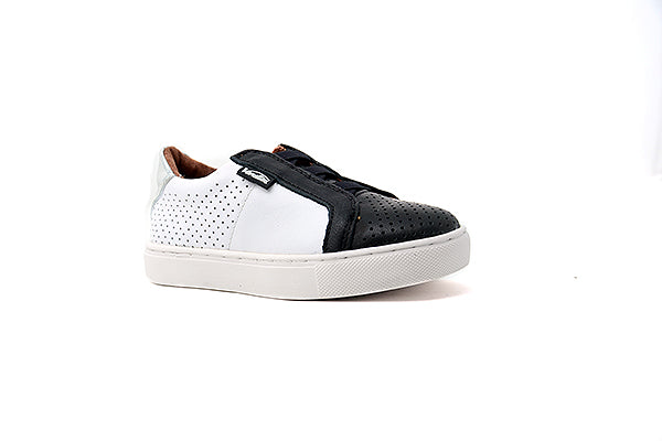 Venettini Kids 55-Titan Black/White Perforated Sneakers