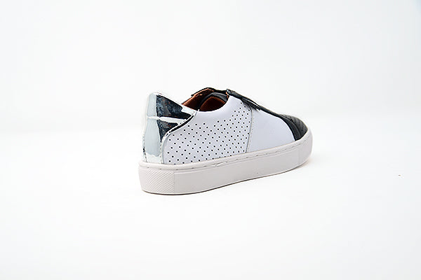 Venettini Kids 55-Titan Black/White Perforated Sneakers