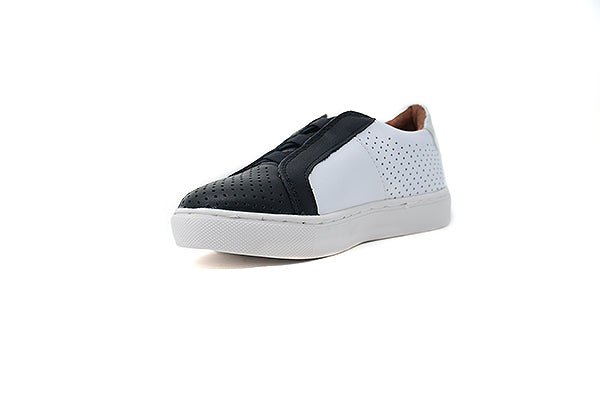 Venettini Kids 55-Titan Black/White Perforated Sneakers