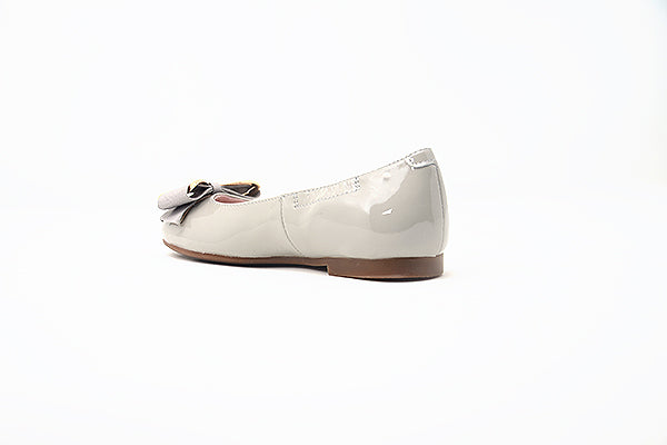 Venettini Girls 55-Darcy 3 Light Grey Patent Leather Flat Shoe