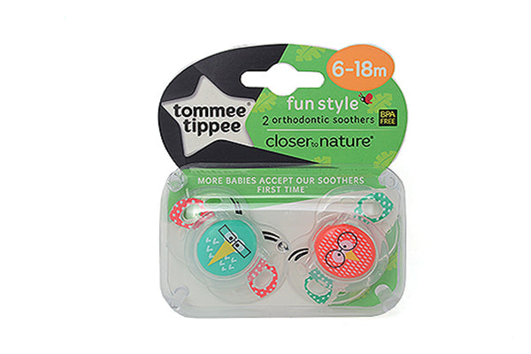 Tommee Tippee Fun Style Soothers 2pack, 6-18m