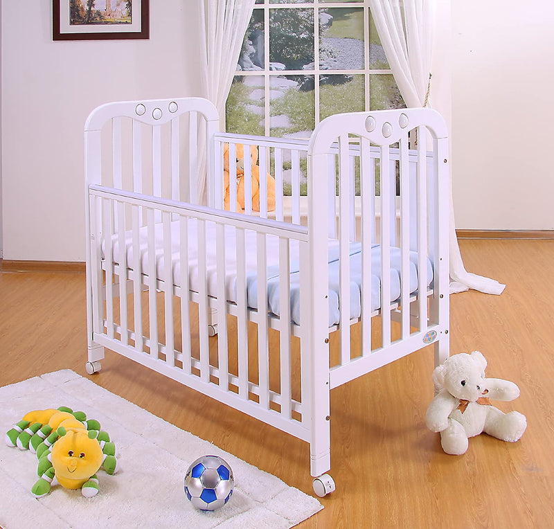 Tutti Bambini Jenny Dropside Cot With Wheels (White)