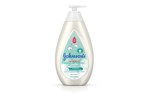 Johnson's CottonTouch Newborn Baby Wash & Shampoo, Made with Real Cotton, 27.1 fl. Oz (800ml)